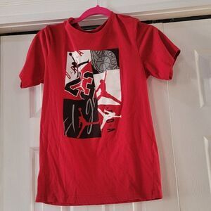 Jordan boys's Red Short Sleeve Crew Neck Pullover Jump Man T-Shirt Size …